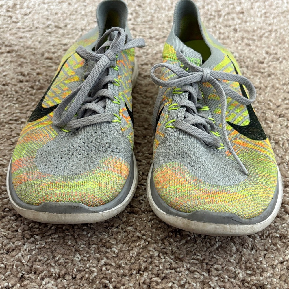 Nike Flyknit Gray and Yellow Athletic Shoes - Picture 4 of 4